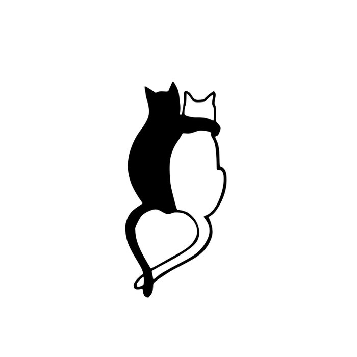 Wallity Love Cats - 478 Escultura de Pared de Metal Negra
